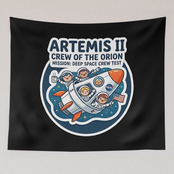 Item preview, Artemis II Mission Crew of the Orion Cute Astronauts Space Art designed and sold by Paulocdias.
