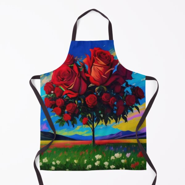 Item preview, Surreal Rose Tree: Crimson Blooms in Vivid Landscape designed and sold by Serene Strokes Art.