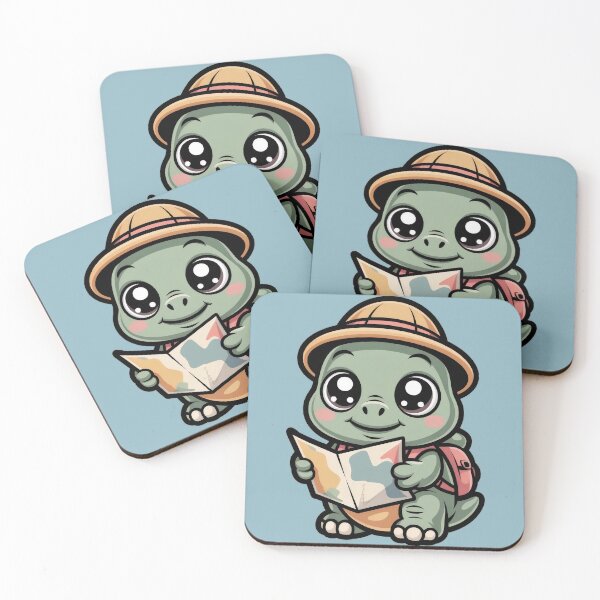 Item preview, Cute Turtle Explorer Cartoon | Kawaii Travel Animal with Map Design designed and sold by IndianShopper.