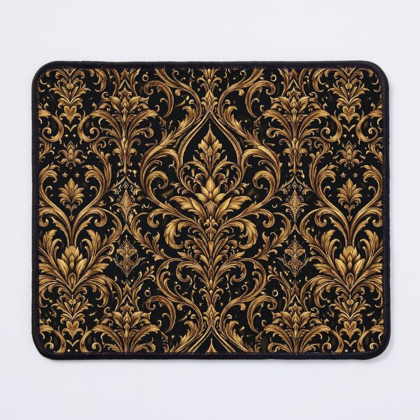 Item preview, Luxury Gold Baroque Damask Floral Pattern on Black designed and sold by cabuks.
