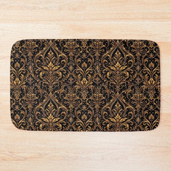 Item preview, Luxury Gold Baroque Damask Floral Pattern on Black designed and sold by cabuks.