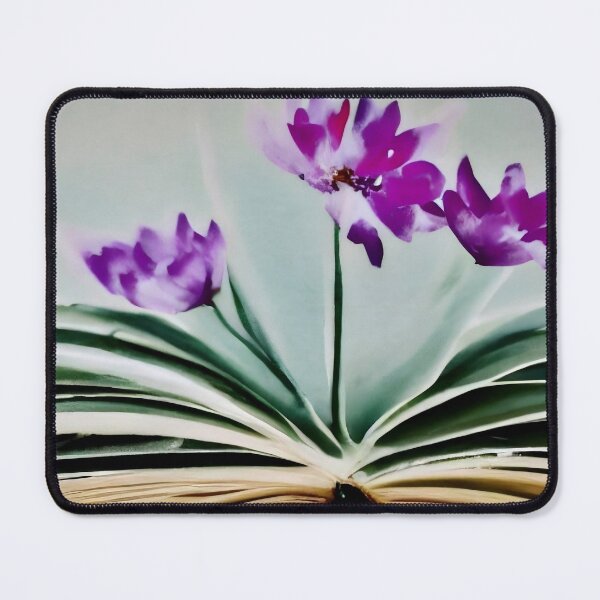 Item preview, Blooming Stories: Surreal Open Book with Purple Flowers designed and sold by Serene Strokes Art.