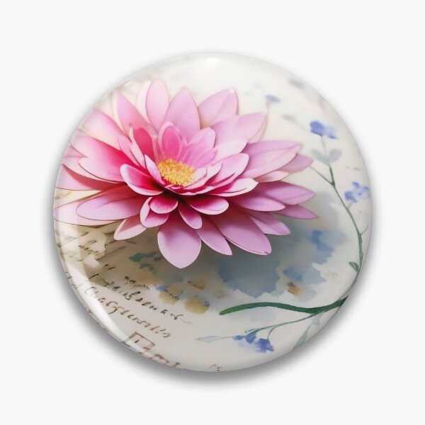 Item preview, Ephemeral Petals: 3D Pink Flower on Vintage Manuscript designed and sold by Serene Strokes Art.