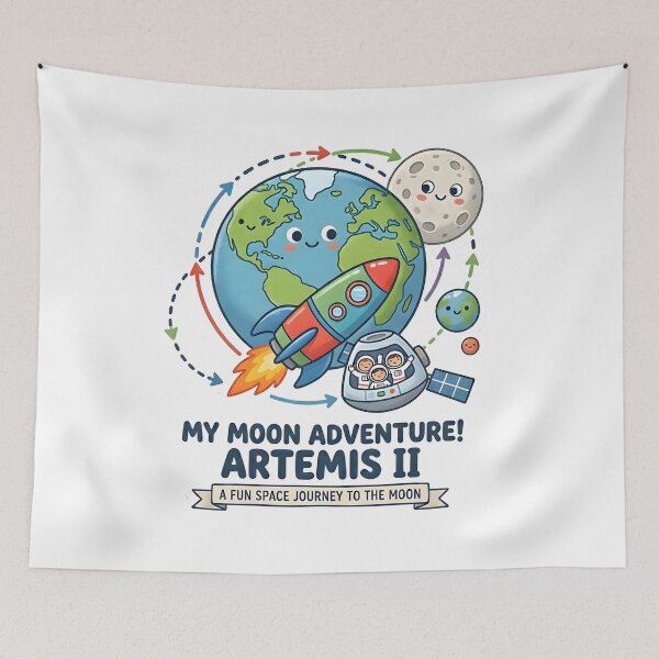 Item preview, Artemis II Moon Adventure Cute Earth and Space Rocket Art designed and sold by Paulocdias.