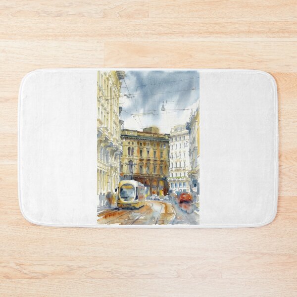 Item preview, Milan Tram Street – Urban Italian Watercolor Scene designed and sold by caracatita75.
