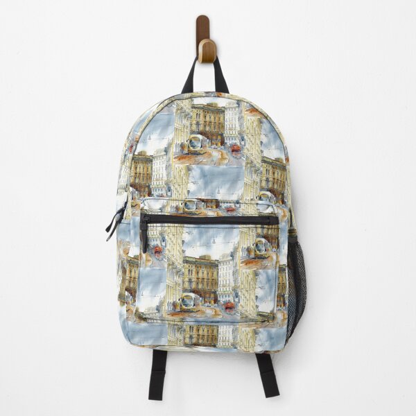 Item preview, Milan Tram Street – Urban Italian Watercolor Scene designed and sold by caracatita75.