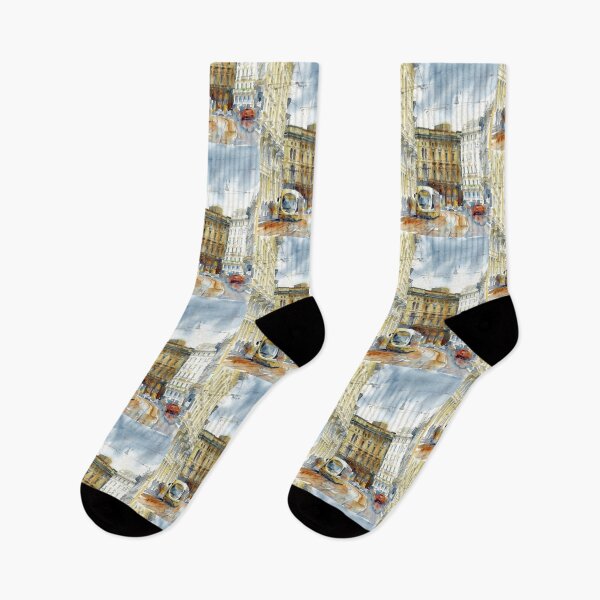 Item preview, Milan Tram Street – Urban Italian Watercolor Scene designed and sold by caracatita75.