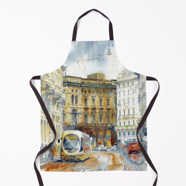 Item preview, Milan Tram Street – Urban Italian Watercolor Scene designed and sold by caracatita75.