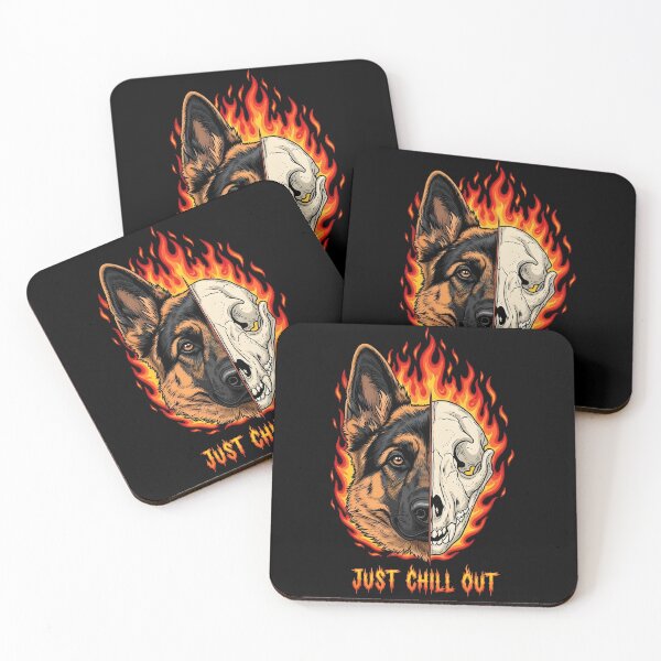 Item preview, German Shepherd Skull & Flames - Just Chill Out designed and sold by Roland Art Store.