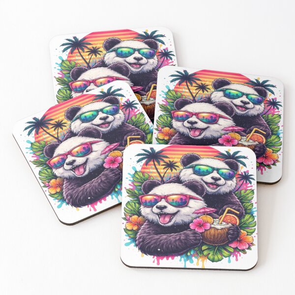 Item preview, Cool Panda Tropical Sunset Retro Aesthetic Funny Panda Design designed and sold by PrincessArte.