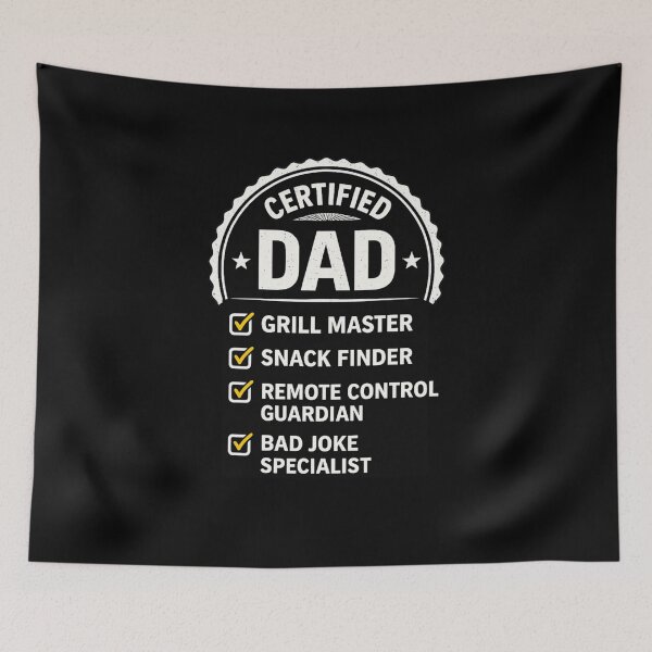 Item preview, Certified Dad Shirt Funny Father Gift Grill Master Snack Finder Remote Control Guardian Bad Joke Specialist T-Shirt designed and sold by TKOprintdesigns.