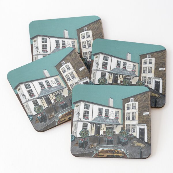 Item preview, The Holly Bush, Hampstead, a vintage car, two cats, a dog and a robin.. designed and sold by Aylmer Art, Aylmer Parade, N2 0PE.