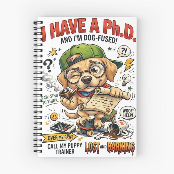 Item preview, I Have a PhD and I’m Dog-Fused Funny Dog – ADHD Humor Meme Design designed and sold by ColorFlick.