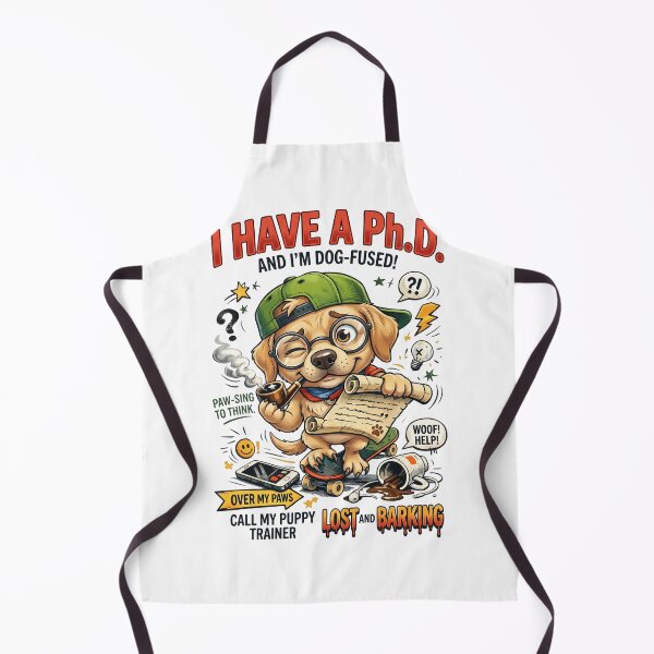 Item preview, I Have a PhD and I’m Dog-Fused Funny Dog – ADHD Humor Meme Design designed and sold by ColorFlick.