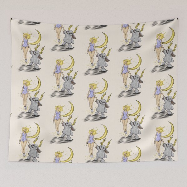 Item preview, Moonlit Dream – Floating Girl and Spirit Companion designed and sold by Kmaciulyte94.