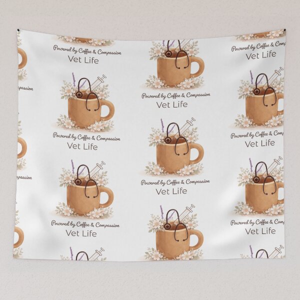 Item preview, Boho Vet Tech Mug Art - Powered by Coffee and Compassion Floral Design designed and sold by batoot1.