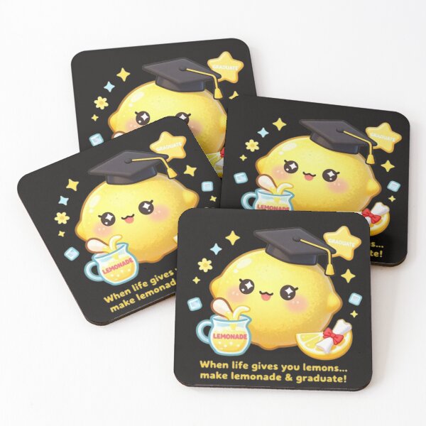 Item preview, Kawaii Lemon Graduate Making Lemonade – Cute Chibi Emoji Sticker designed and sold by BlackAndBrown.