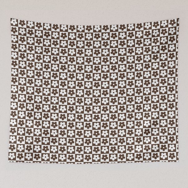 Item preview, Retro Coffee Brown Daisy Checkerboard | Espresso Floral Checkered Pattern | 70s Aesthetic Brown Daisy Grid | Vintage Brown Daisy Checkered | Preppy Espresso Checkered Daisy designed and sold by VivaFy.