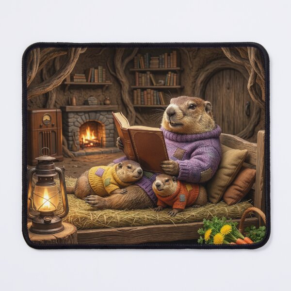 Item preview, Groundhog Reads to Her Babies in Their Den designed and sold by Tridentulus.