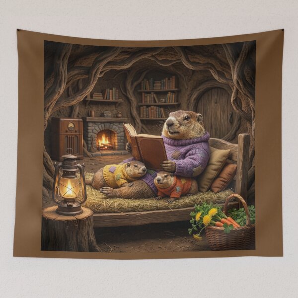 Item preview, Groundhog Reads to Her Babies in Their Den designed and sold by Tridentulus.