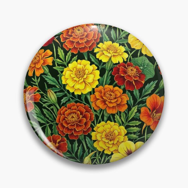 Item preview, Vintage Nasturtium and Marigold Floral Botanical Pattern designed and sold by LinaValearte.