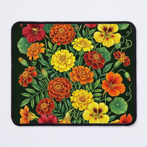 Item preview, Vintage Nasturtium and Marigold Floral Botanical Pattern designed and sold by LinaValearte.