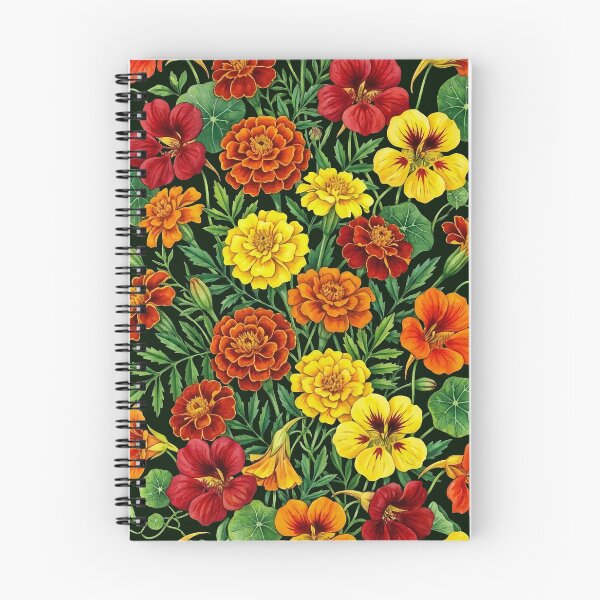 Item preview, Vintage Nasturtium and Marigold Floral Botanical Pattern designed and sold by LinaValearte.