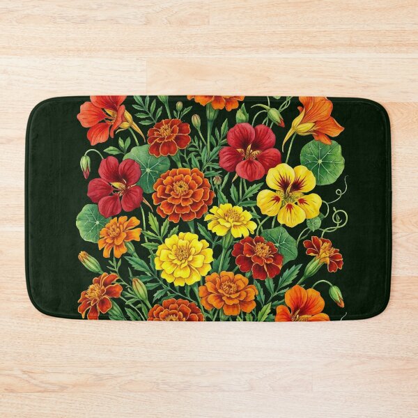 Item preview, Vintage Nasturtium and Marigold Floral Botanical Pattern designed and sold by LinaValearte.