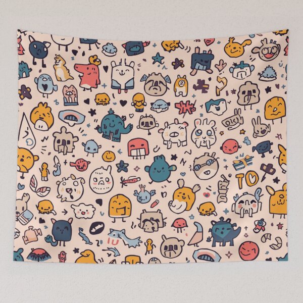 Item preview, Kawaii Chaotic Cute Doodle Aesthetic ✿ Kawaii Food & Random Things Pattern designed and sold by Sixième Studio.