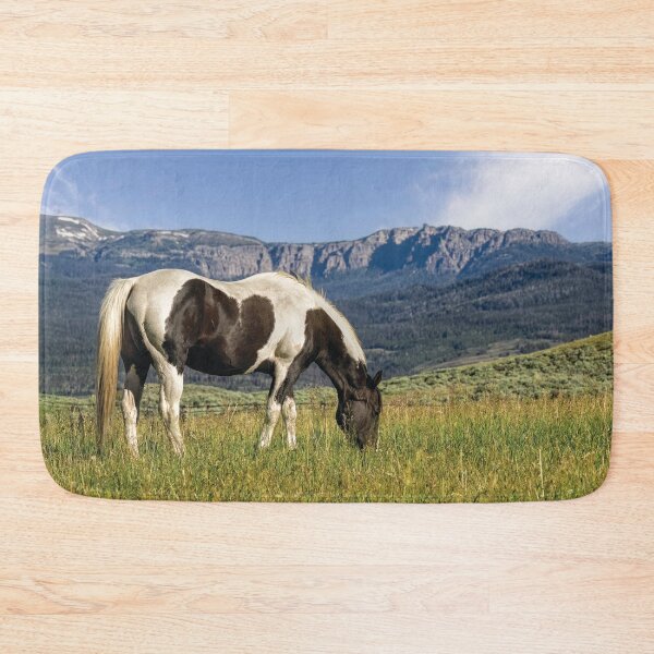 Item preview, Black and White Horse Grazing in Wyoming designed and sold by Kay Brewer.