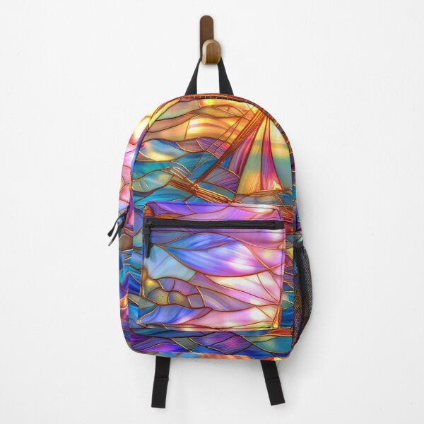 Item preview, Stained Glass Sailboat at Sunset Art, Coastal Ocean Scene designed and sold by MargaretWiktor.