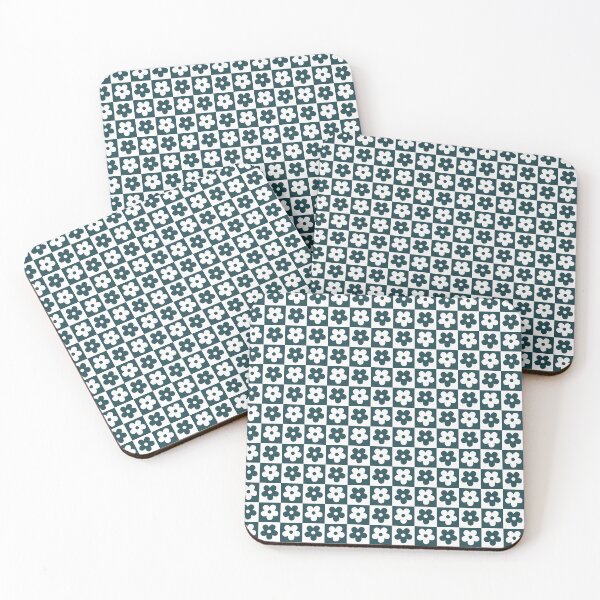 Item preview, Dark Teal Checkerboard Daisy Pattern | Emerald Green Retro Flower Checker | Aesthetic Forest Green Floral Grid | Dark Teal Mod Floral Pattern | Preppy Forest Green Checkered Daisy designed and sold by VivaFy.