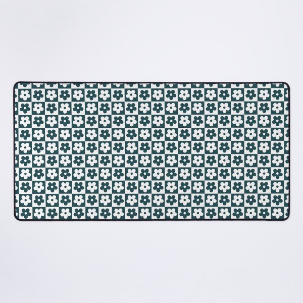 Item preview, Dark Teal Checkerboard Daisy Pattern | Emerald Green Retro Flower Checker | Aesthetic Forest Green Floral Grid | Dark Teal Mod Floral Pattern | Preppy Forest Green Checkered Daisy designed and sold by VivaFy.