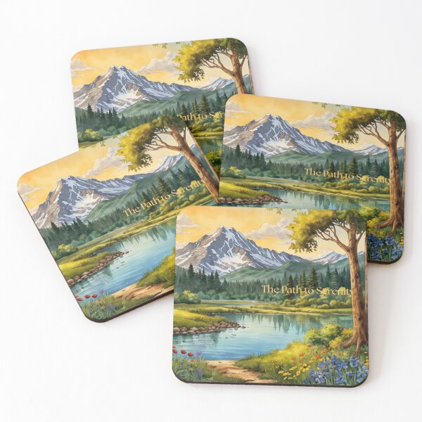 Item preview, The Path to Serenity Mountain Landscape designed and sold by mythographiaart.