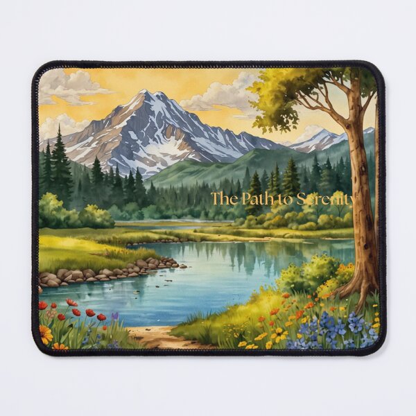 Item preview, The Path to Serenity Mountain Landscape designed and sold by mythographiaart.