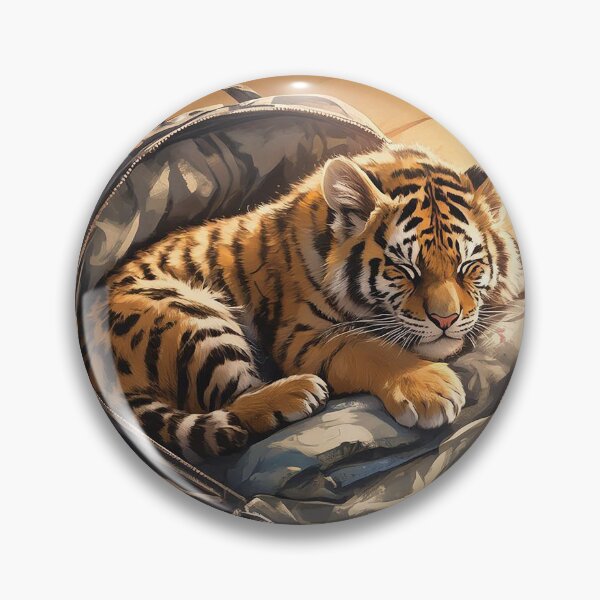 Item preview, Tiger Cub Sleeping in a Backpack designed and sold by nikkolaus.
