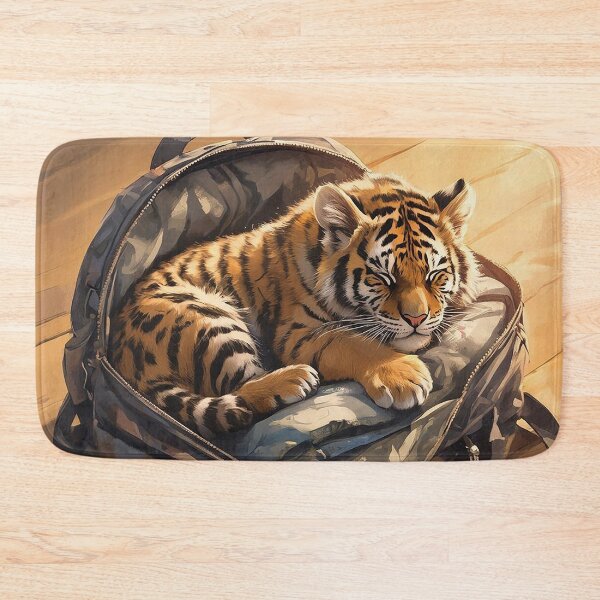 Item preview, Tiger Cub Sleeping in a Backpack designed and sold by nikkolaus.