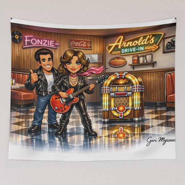 Item preview, Happy Days Fonzie and Leather Tuscadero November 15, 1977  designed and sold by The Art Queen Of Michigan .