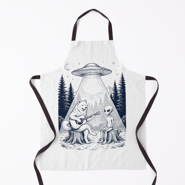 Item preview, Vintage Samoyed Playing Guitar With Alien And UFO Dog Lover designed and sold by DoodleTortle.