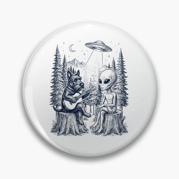 Item preview, Vintage Scottish Terrier Playing Guitar With Alien And UFO Dog Lover designed and sold by DoodleTortle.