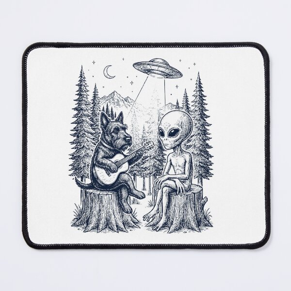Item preview, Vintage Scottish Terrier Playing Guitar With Alien And UFO Dog Lover designed and sold by DoodleTortle.
