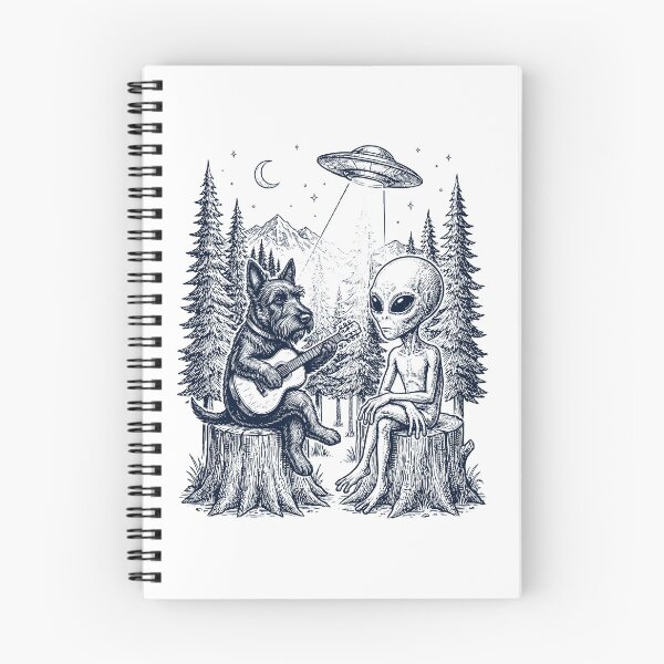 Item preview, Vintage Scottish Terrier Playing Guitar With Alien And UFO Dog Lover designed and sold by DoodleTortle.