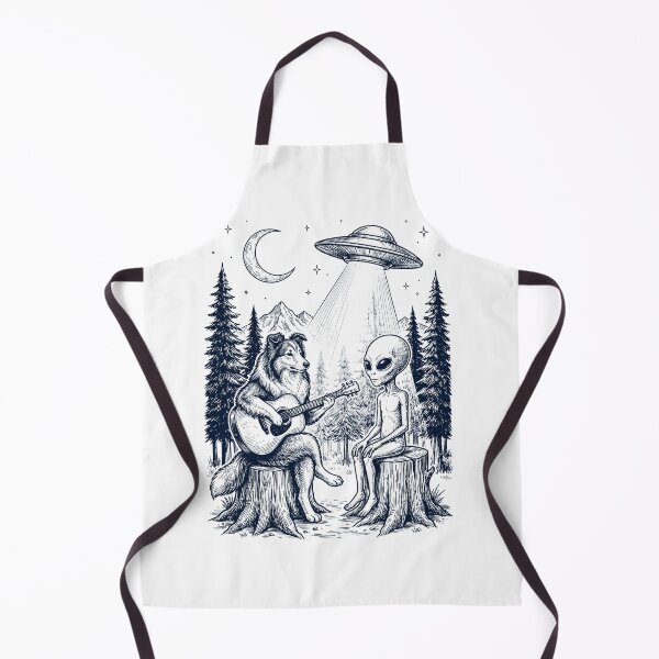 Item preview, Vintage Shetland Sheepdog Playing Guitar With Alien And UFO Dog Lover designed and sold by DoodleTortle.