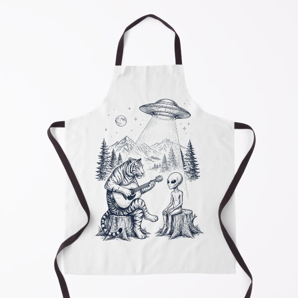Item preview, Vintage Tiger Playing Guitar With Alien And UFO Animal Lover designed and sold by DoodleTortle.