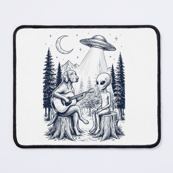 Item preview, Vintage Vizsla Playing Guitar With Alien And UFO Dog Lover designed and sold by DoodleTortle.