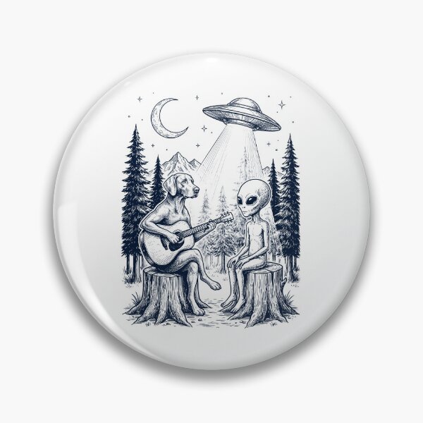 Item preview, Vintage Weimaraner Playing Guitar With Alien And UFO Dog Lover designed and sold by DoodleTortle.