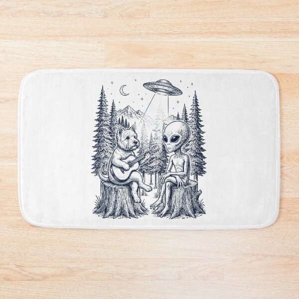 Item preview, Vintage West Highland White Terrier Playing Guitar With Alien And UFO Dog Lover designed and sold by DoodleTortle.