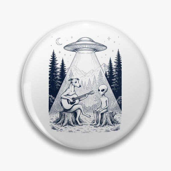 Item preview, Vintage Whippet Playing Guitar With Alien And UFO Dog Lover designed and sold by DoodleTortle.