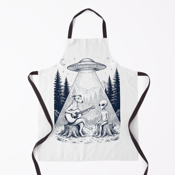 Item preview, Vintage Whippet Playing Guitar With Alien And UFO Dog Lover designed and sold by DoodleTortle.