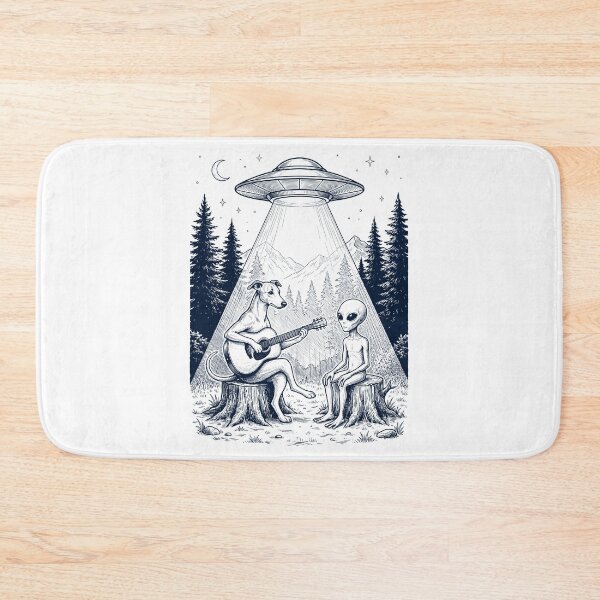 Item preview, Vintage Whippet Playing Guitar With Alien And UFO Dog Lover designed and sold by DoodleTortle.